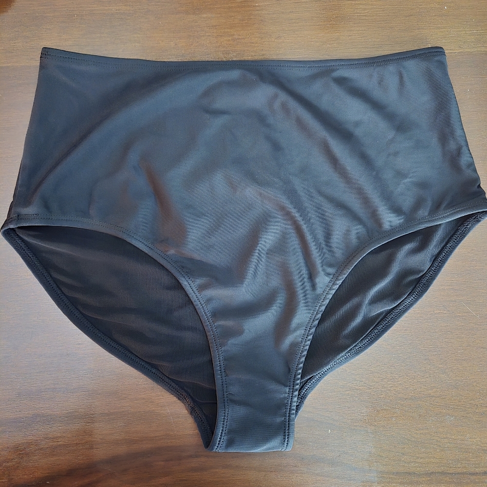 NWT Sleeper Bikini Bottom Swimsuit Classic Black High-Waisted Full Coverage